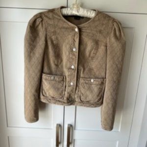 Veronica Beard Camilla Quilted Jacket, S, Tan Sierra